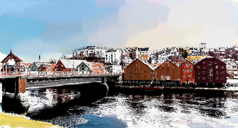 Trondheim Norway - DWP2128139 Painting by Dean Wittle