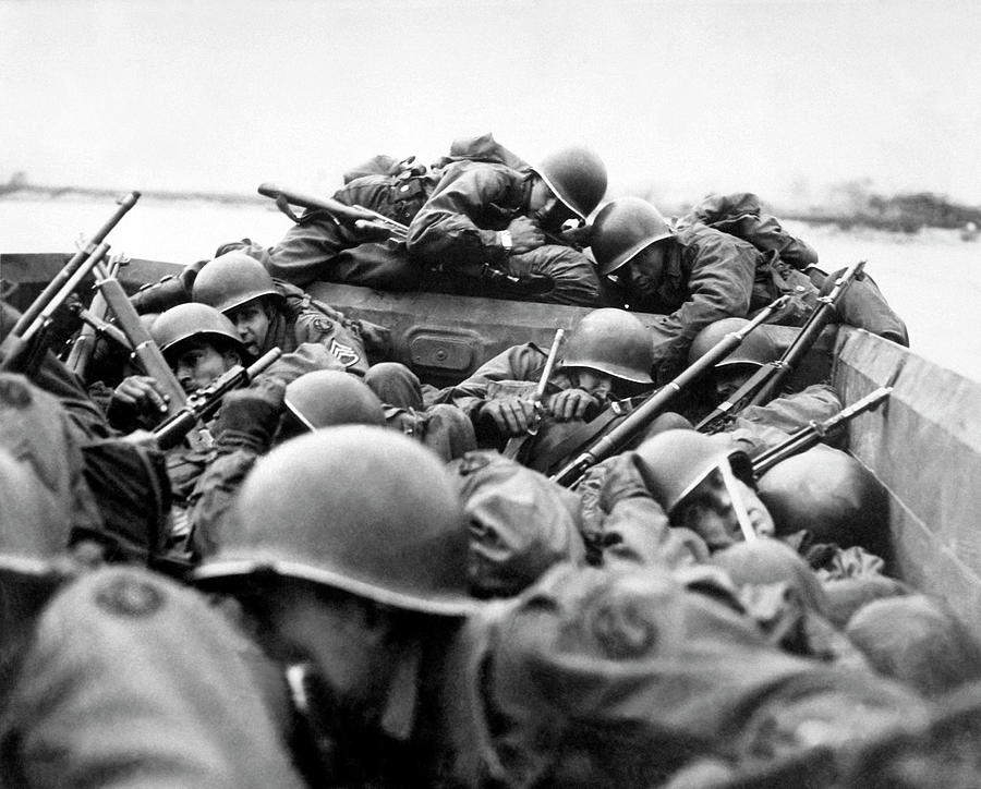Troops Crossing The Rhine Under Fire - WW2 1945 Photograph by War Is Hell Store