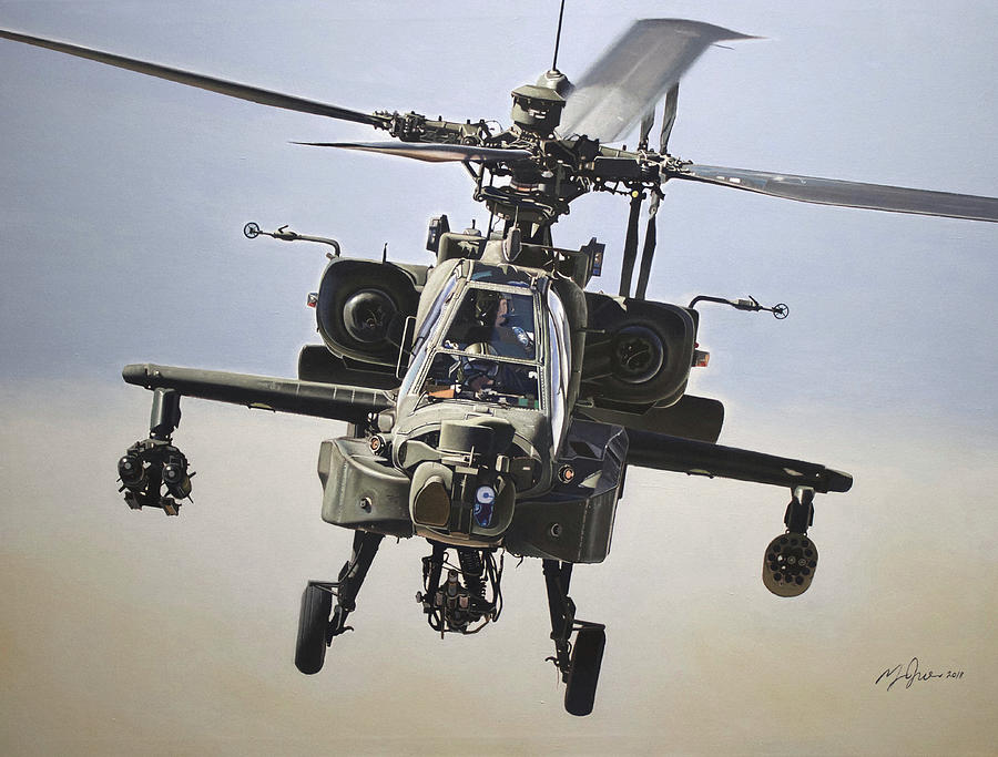 Ah-64d Apache Painting - Troops in Contact by Murray Jones Ah-64d Apache Painting - Troops in Contact by Murray Jones