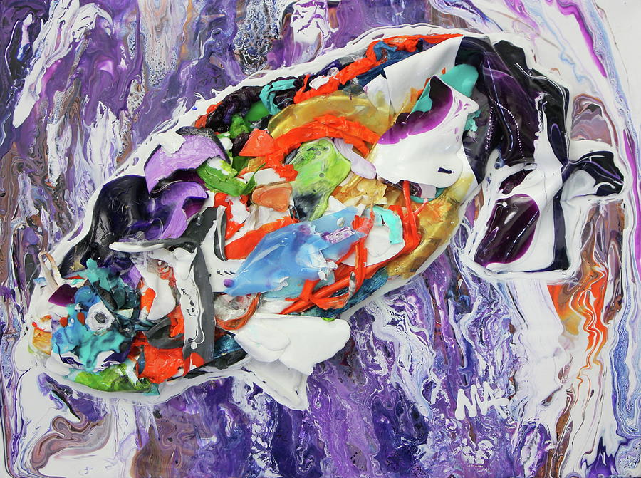 Trophy Fish Oceans of Plastic Painting by Madeleine Arnett