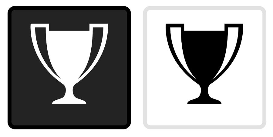 Trophy Icon on  Black Button with White Rollover Drawing by Bubaone