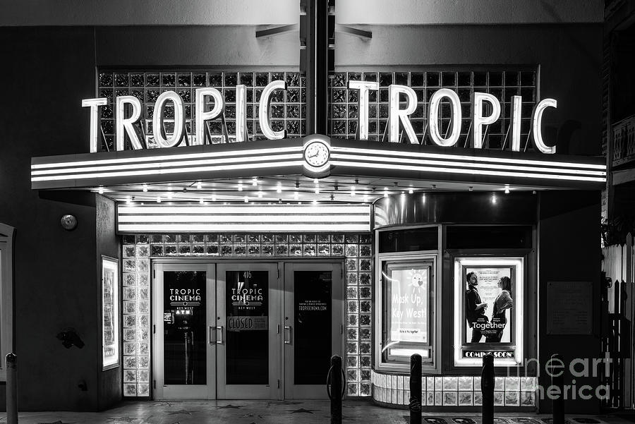 Tropic Cinema Key West Theater Black and White Photo Photograph by Paul Velgos