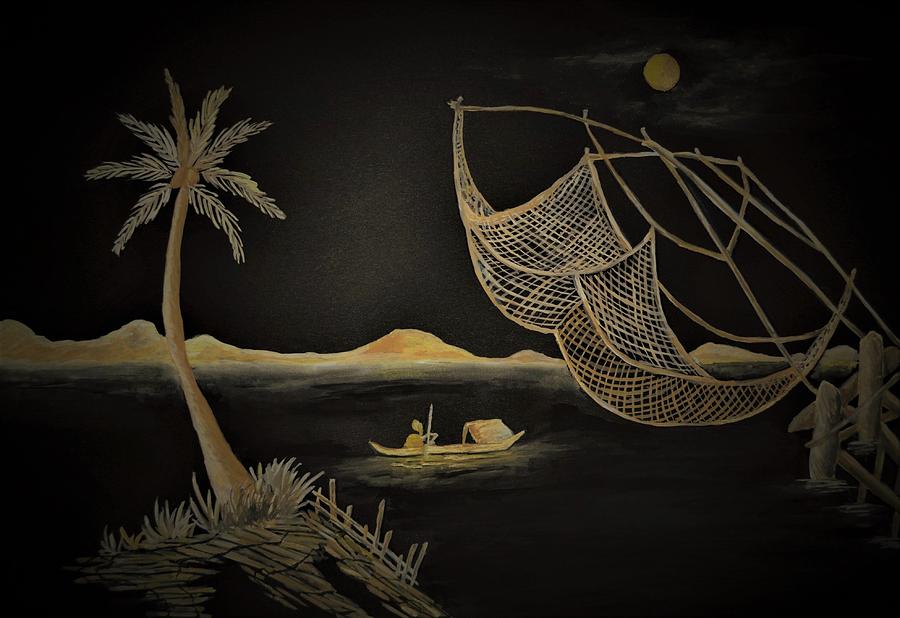 Fishing net Painting by Tara Krishna