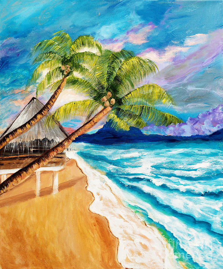 Tropical Beach Painting by Art by Danielle