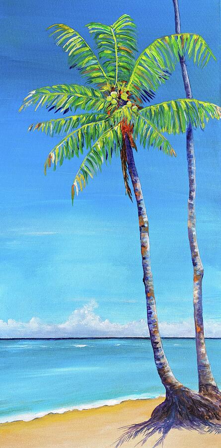 Tropical Beach Coconut Palm Tree Painting by Carlin Blahnik CarlinArtWatercolor