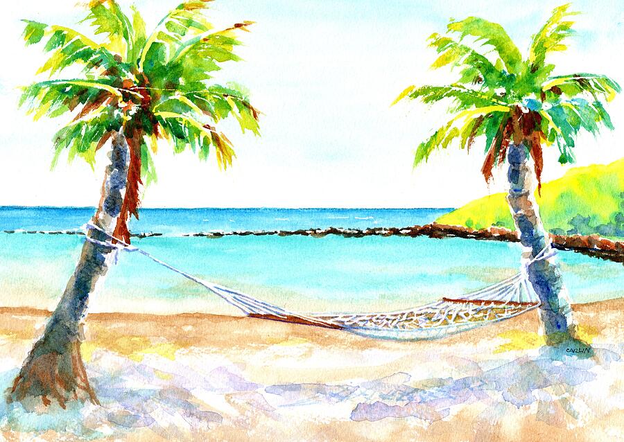 Tropical Beach Hammock 1 Painting by Carlin Blahnik CarlinArtWatercolor