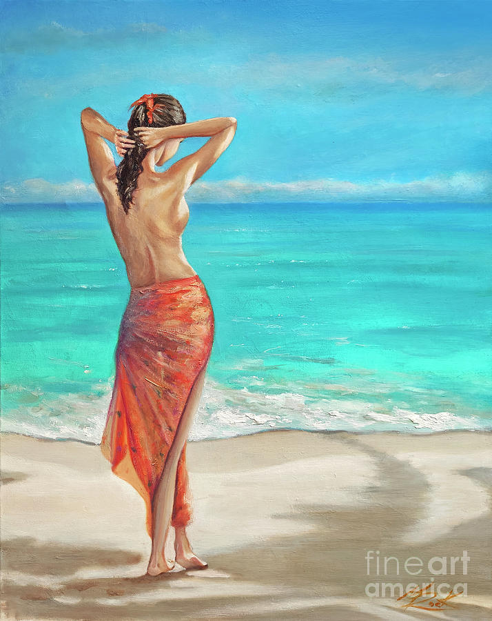 Tropical Beach Painting by Michael Rock