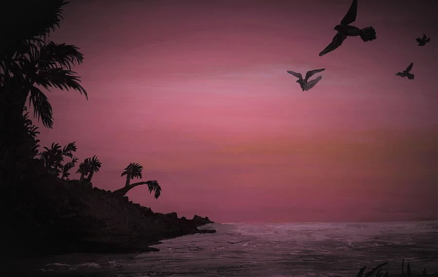 Tropical sea at dusk Painting by Tara Krishna