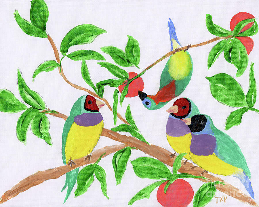 Tropical Birds with Fruit Painting Painting by Pam Campbell - Fine Art ...