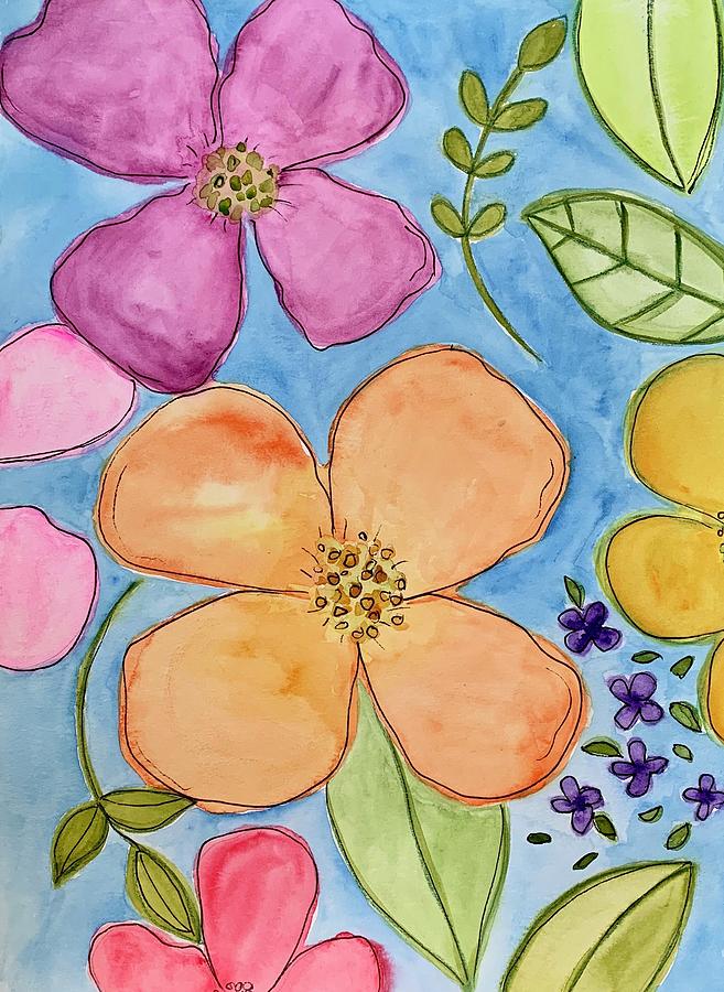 Tropical blooms Painting by Monica Martin