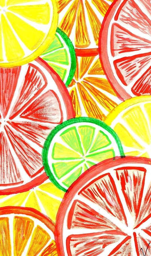 Tropical Bright Citrus Fruit Painting by Virginia Nystrom | Fine Art ...