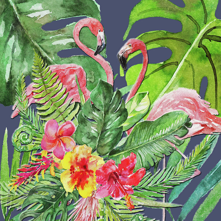 Tropical Caribbean Flamingos Digital Art by HH Photography of Florida