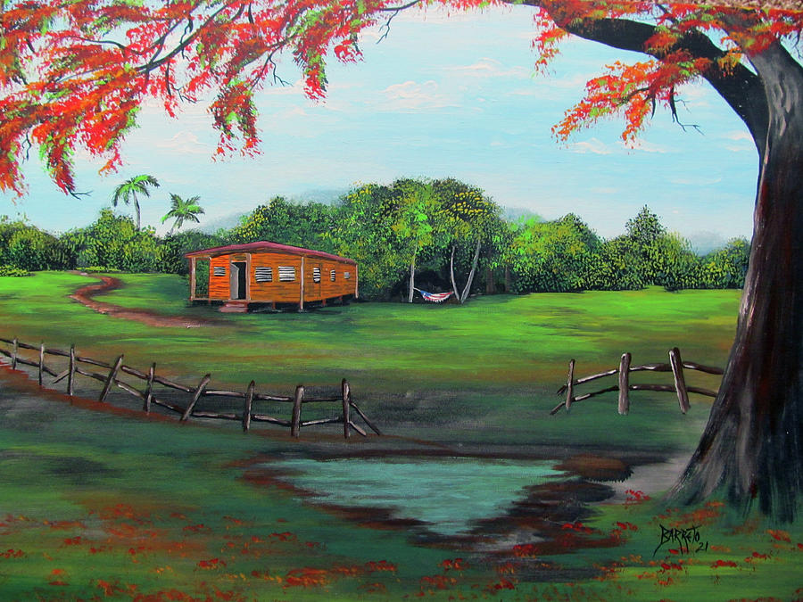 Tropical Country Living Painting by Gloria E Barreto-Rodriguez