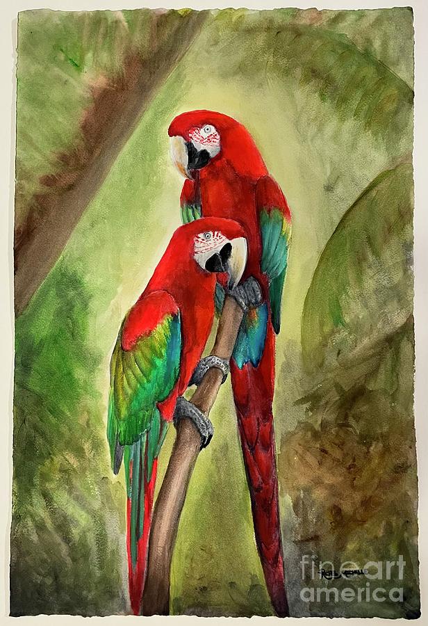 Parrot Painting - Tropical Duet by Rachel Michelle Parrot Painting - Tropical Duet by Rachel Michelle
