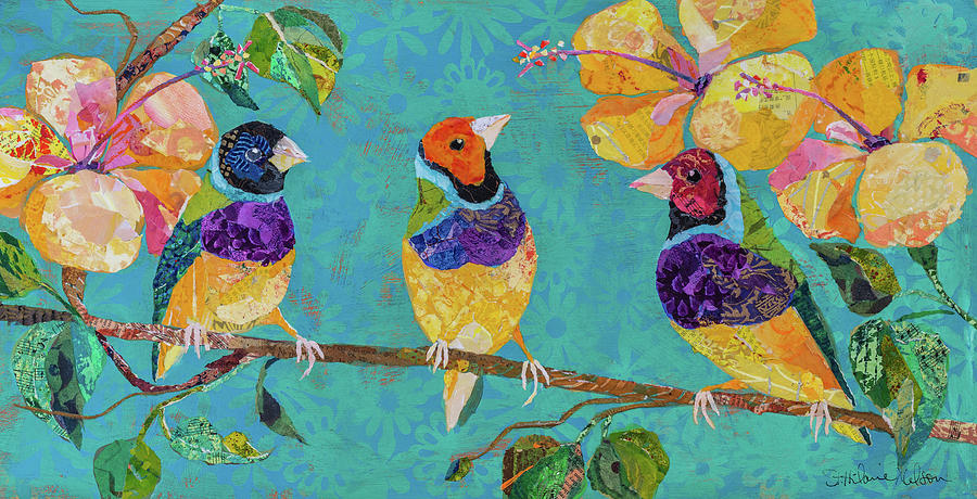Bird Painting - Tropical Finches by Elizabeth St Hilaire