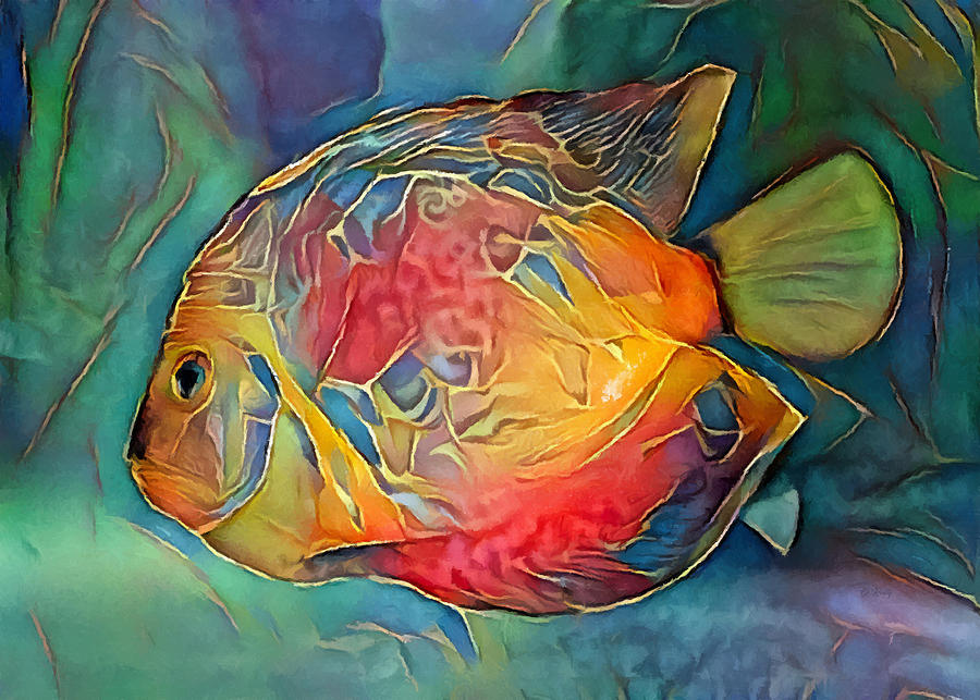 Tropical Fish Abstract Mixed Media by Sandi OReilly