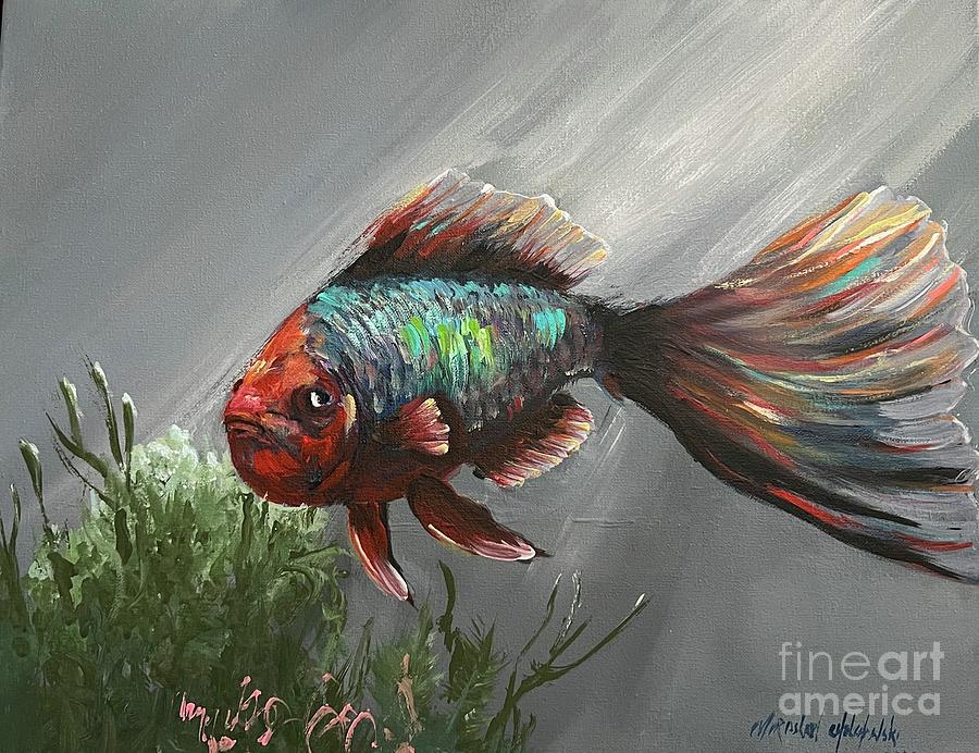 Tropical fish Painting by Miroslaw  Chelchowski