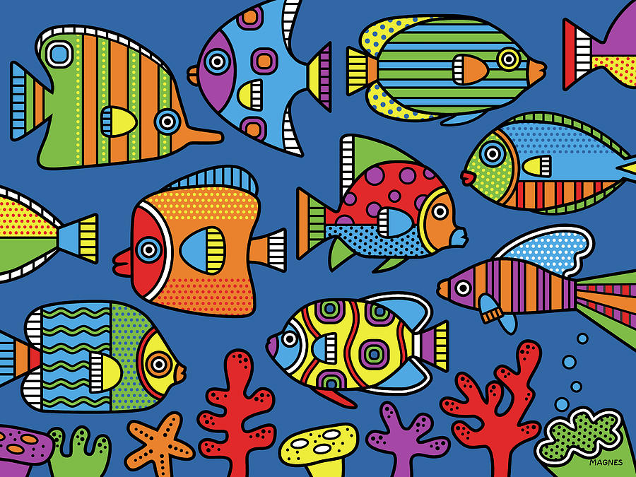 Primary Colors Digital Art - Tropical Fish by Ron Magnes