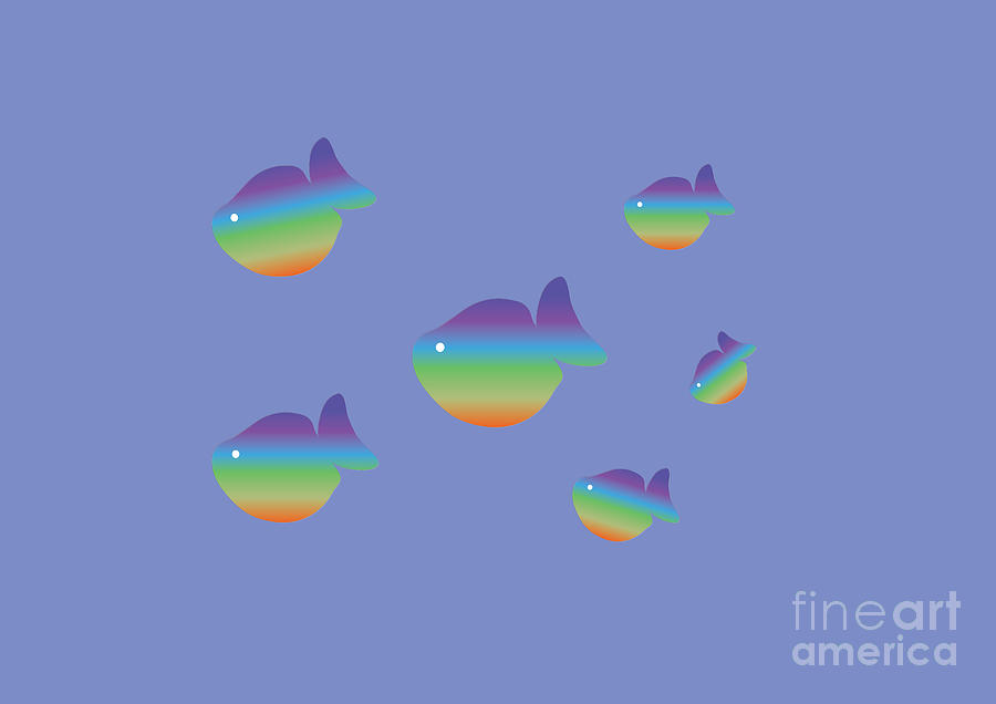 Tropical Fish with a Rainbow Pattern Digital Art by Barefoot Bodeez Art