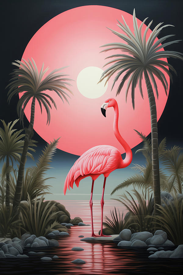 Tropical Flamingo Landscape 01 Digital Art by Matthias Hauser