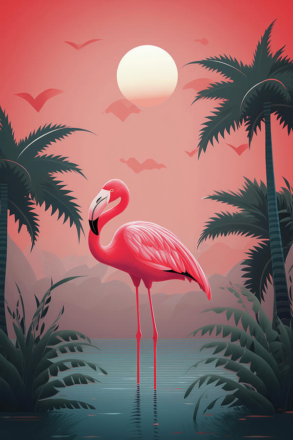 Tropical Flamingo Landscape 02 Digital Art by Matthias Hauser