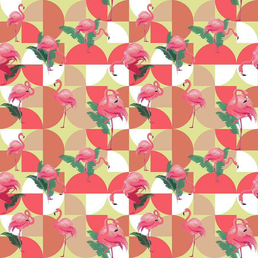 Tropical Flamingo Pattern -  03 Digital Art by Studio Grafiikka