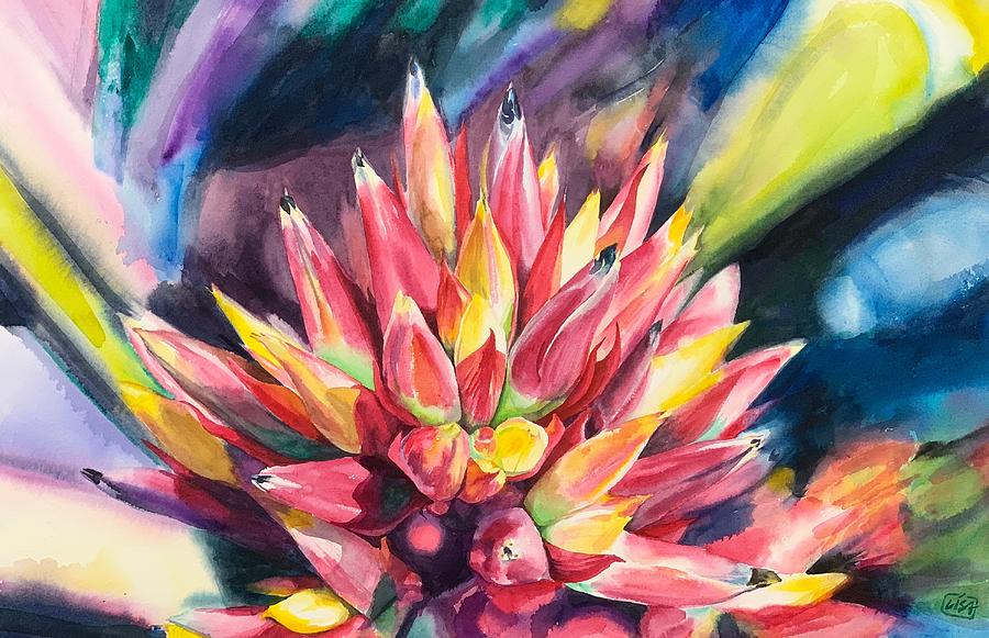 Tropical Flower Cluster Painting by Lisa Tennant