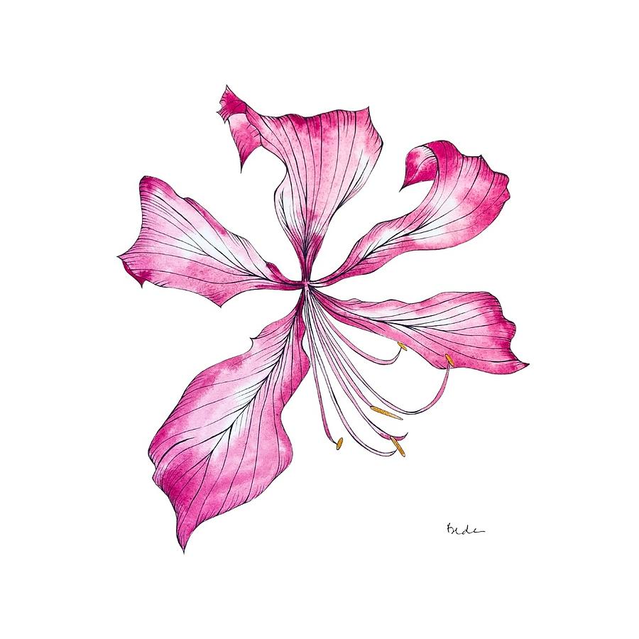 Tropical Flower in Quinacridone Magenta Painting by Catherine Bede