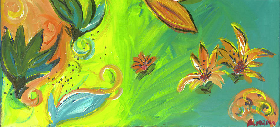 Tropical Flower Swirls  Painting by Britt Miller