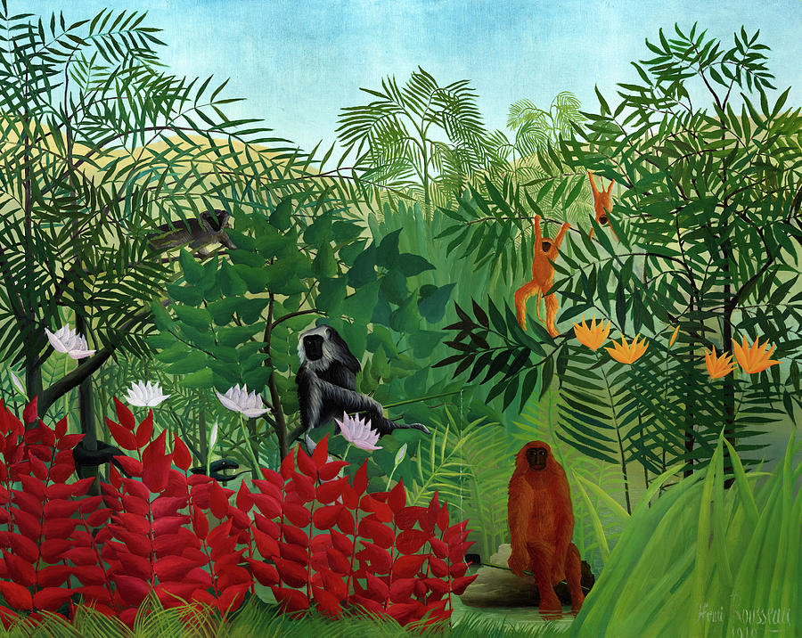 Tropical Forest with Monkeys, date 1910 Painting by Henri Rousseau ...