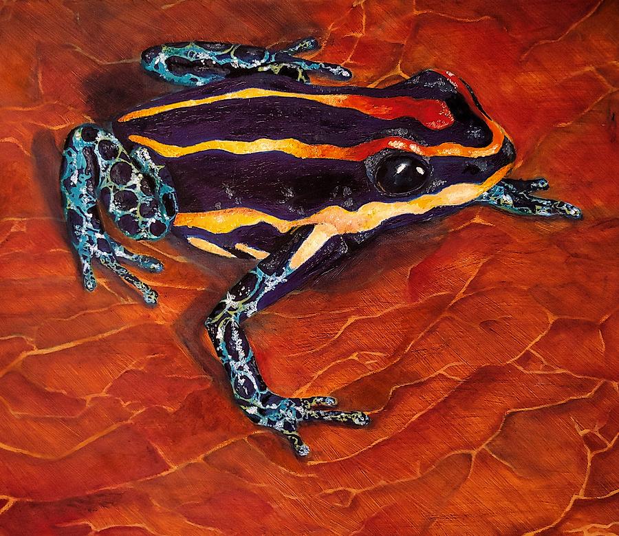 Tropical Frog on Red Leaf Painting by Paige Wallace - Fine Art America