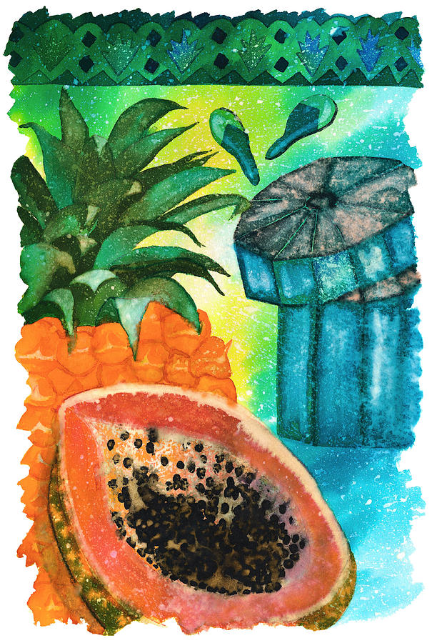 Tropical Fruit Drawing by Tess Stone