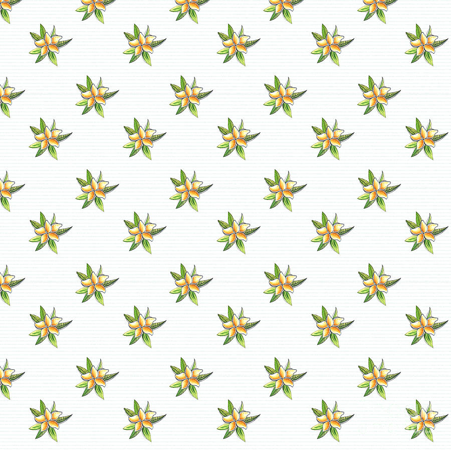 Tropical Fusion Collection Plumeria Flowers Surface Pattern Design MADART Painting by Megan Aroon