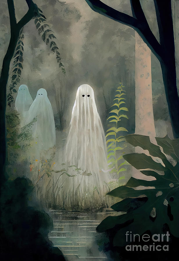 Halloween Painting - Tropical Ghost Forest  by N Akkash