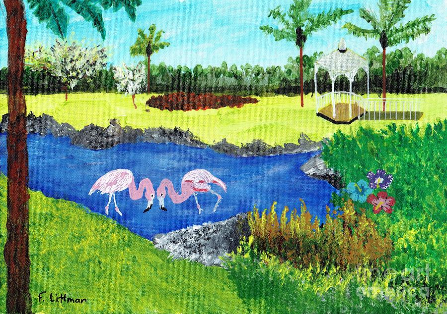 Tropical Golf Course Painting by Frank Littman