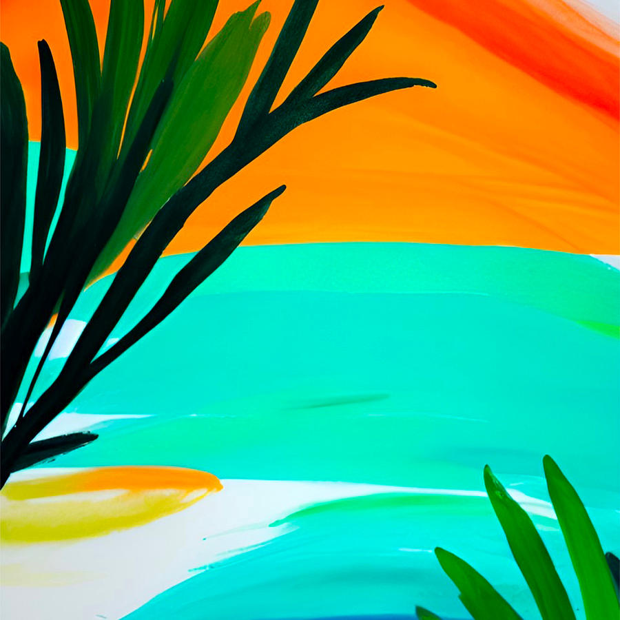 Tropical Island View - art and home decor Painting by Bonnie Bruno