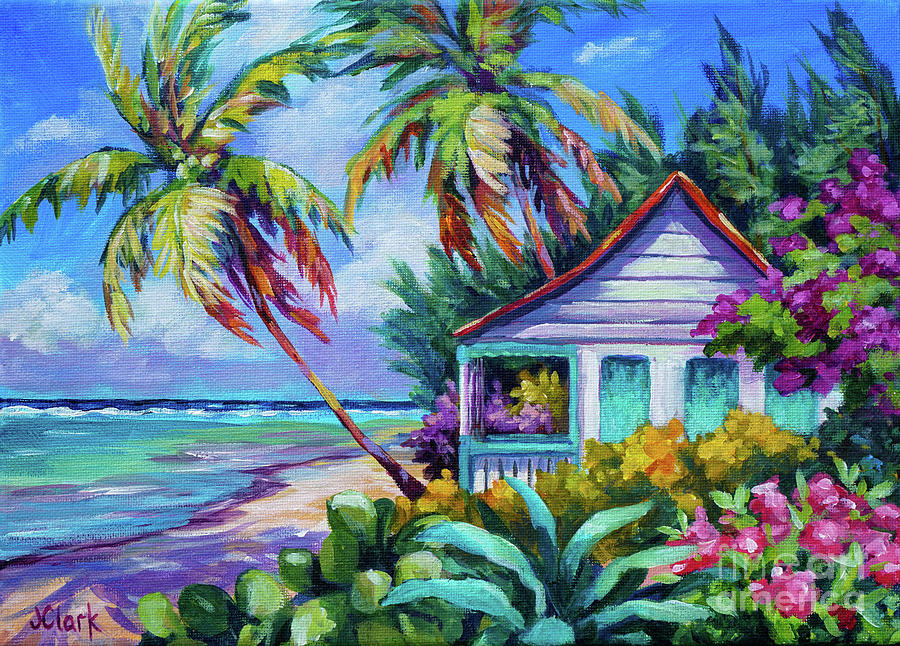 Cayman Painting - Tropical Island Cottage by John Clark