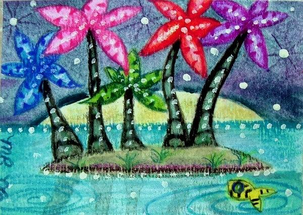 Tropical Island Painting by Monica Resinger