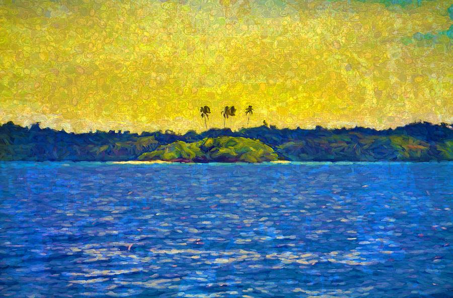 Tropical Island View - Solomon Islands By Boat Mixed Media by Joan Stratton