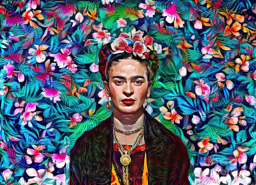 Tropical jungle flowers Frida Painting by Freya Robinson - Fine Art America