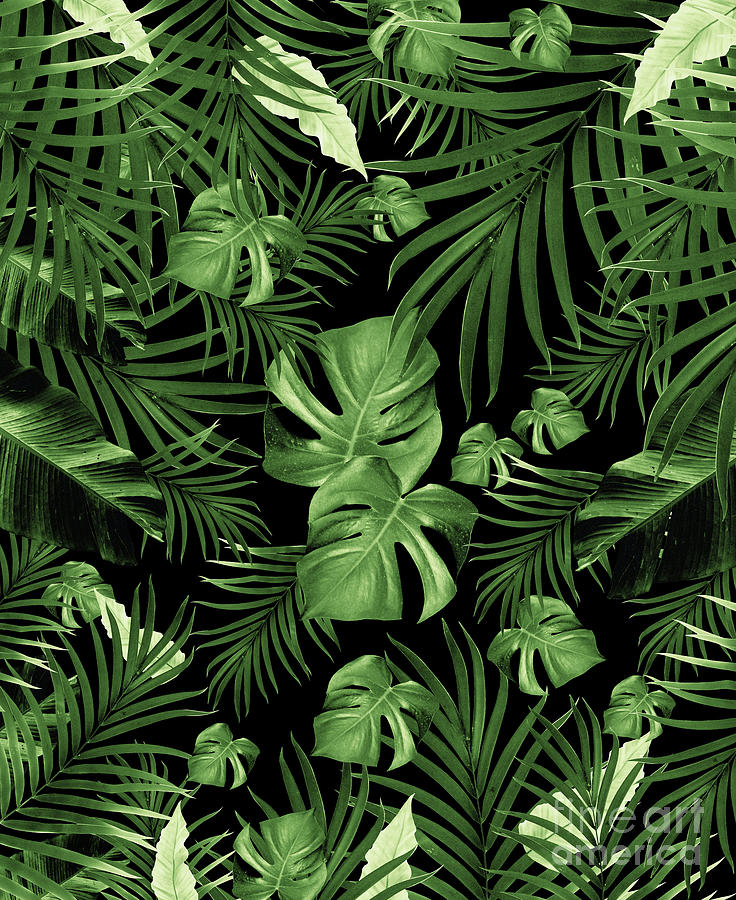 Tropical Jungle Night Leaves Pattern #5 2020 Edition #tropical #decor # ...