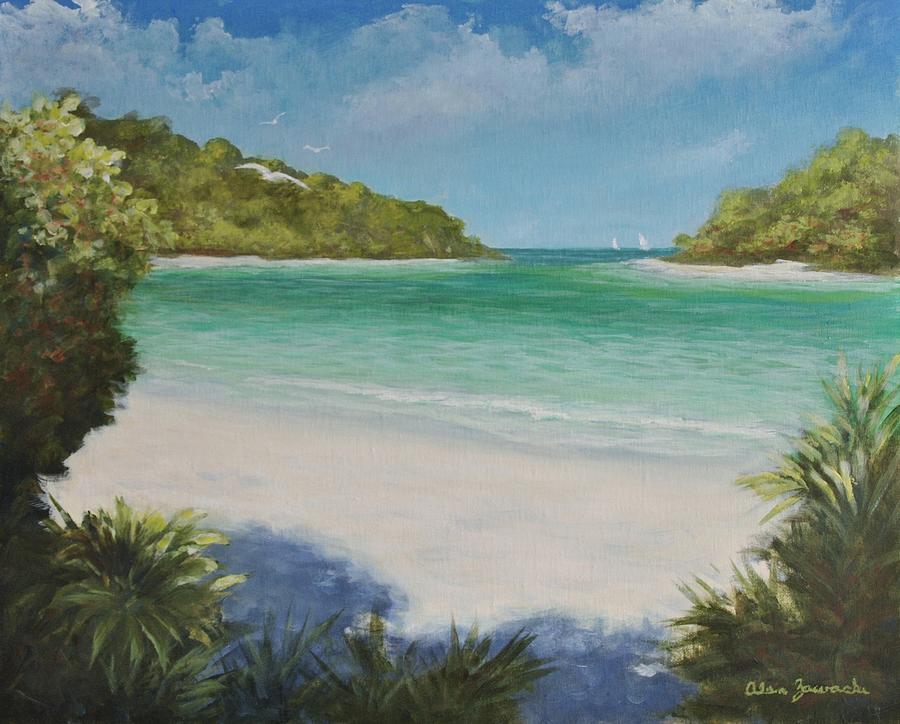 Tropical Lagoon Painting by Alan Zawacki