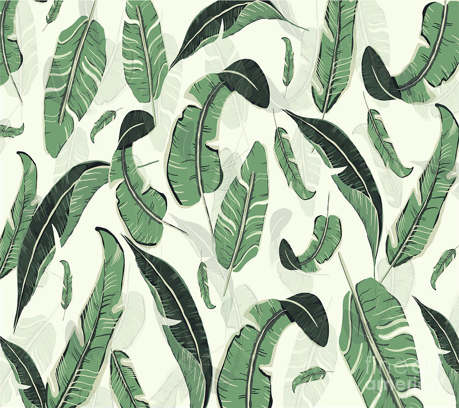 Tropical Leaf Pattern Green Digital Art by Noirty Designs - Pixels