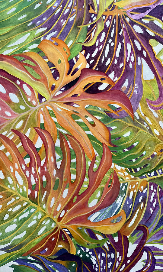 Tropical Leaves Painting by Glenda Stevens