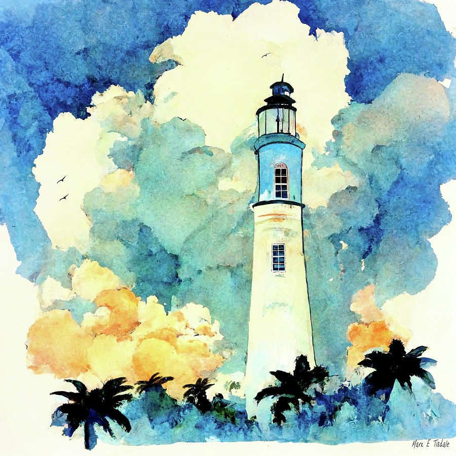 Tropical Lighthouse - Somewhere Warm Digital Art by Mark Tisdale