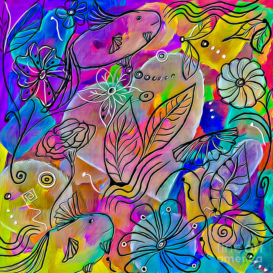 Fish Mixed Media - Tropical Love by Lauries Intuitive Fish Mixed Media - Tropical Love by Lauries Intuitive