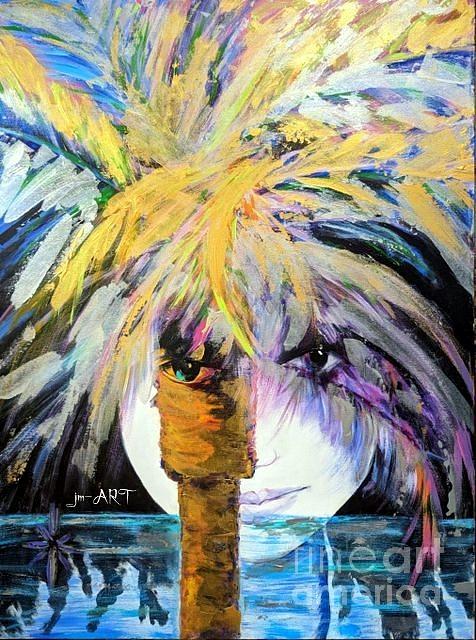 Tropical Moon Painting by Jodie Marie Anne Richardson Traugott          aka jm-ART