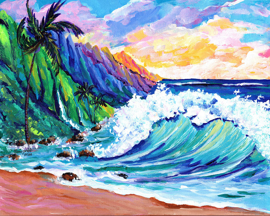 Tropical Na Pali Coast 2 Painting by Marionette Taboniar