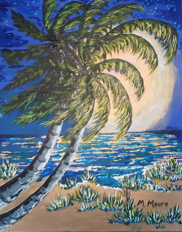 Tropical Night Painting by Marlene Moore