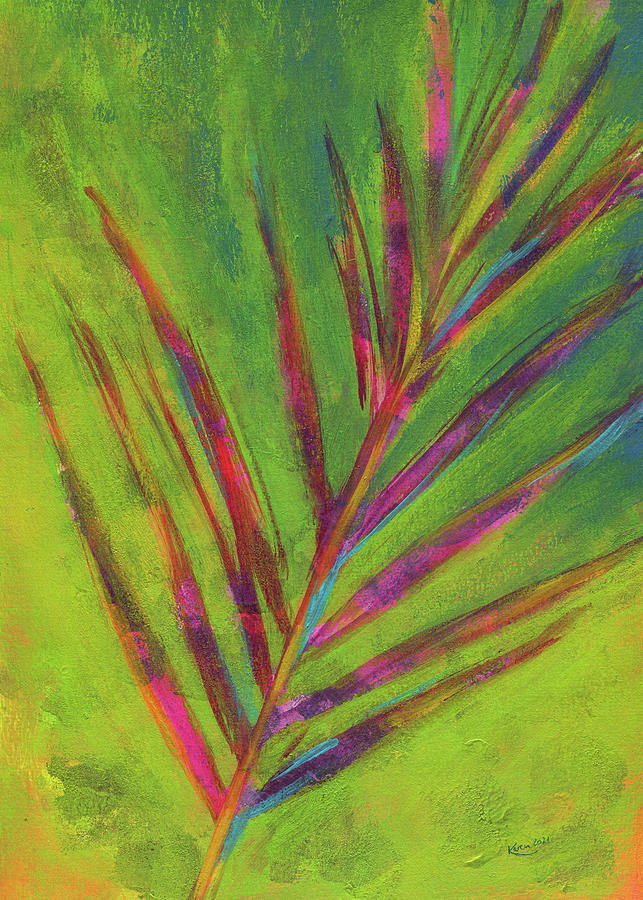 Tropical palm leaf abstract Painting by Karen Kaspar